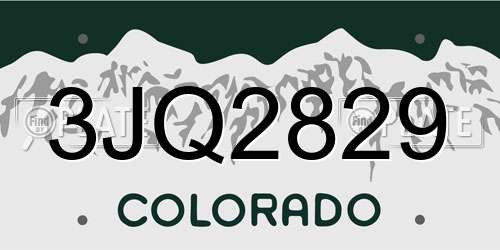 3JQ2829 Colorado License Plate