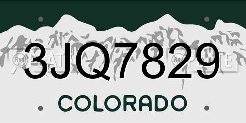 3JQ7829 Colorado License Plate