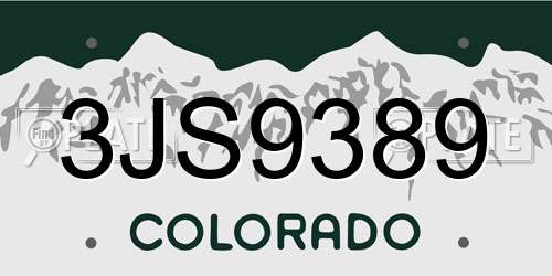3JS9389 Colorado License Plate