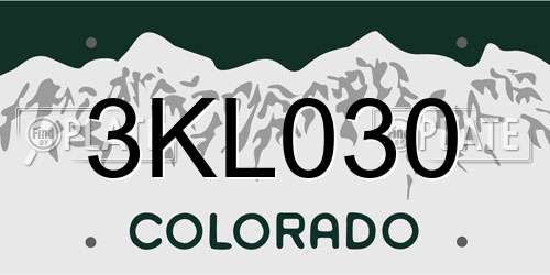 3KL030 Colorado License Plate