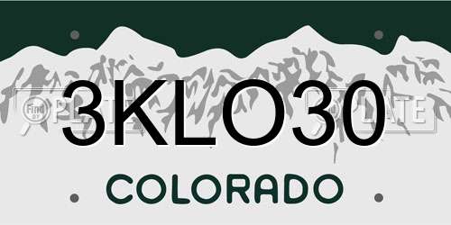 3KLO30 Colorado License Plate