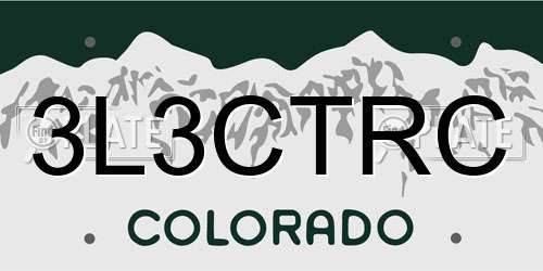 3L3CTRC Colorado License Plate