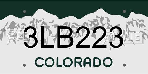3LB223 Colorado License Plate