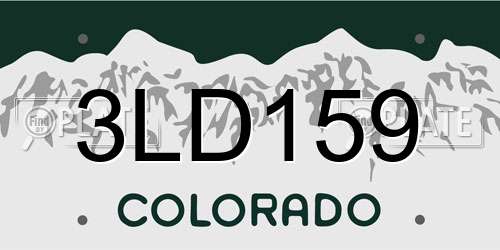 3LD159 Colorado License Plate
