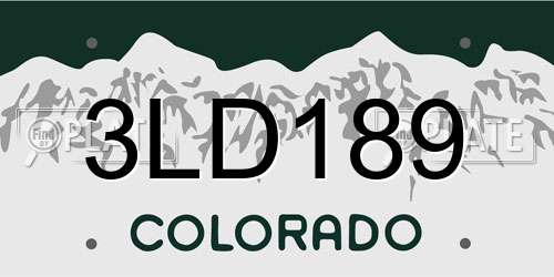 3LD189 Colorado License Plate