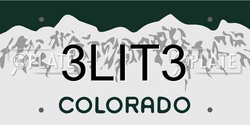 3LIT3 Colorado License Plate