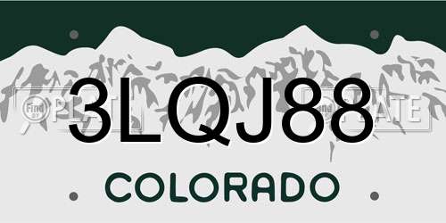 3LQJ88 Colorado License Plate