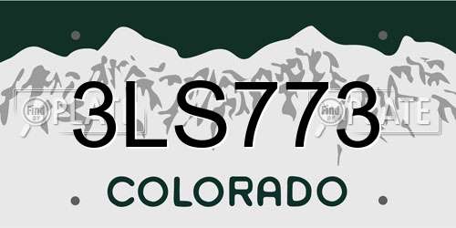 3LS773 Colorado License Plate