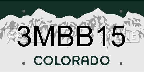 3MBB15 Colorado License Plate