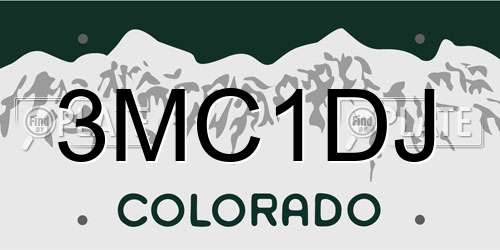 3MC1DJ Colorado License Plate