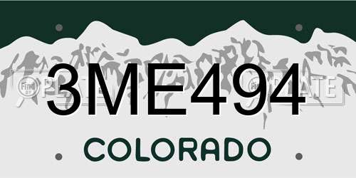 3ME494 Colorado License Plate