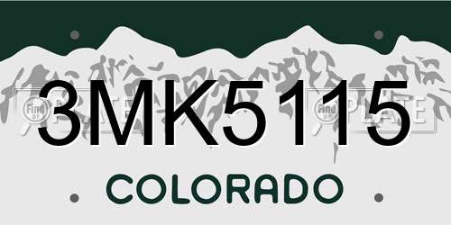 3MK5115 Colorado License Plate