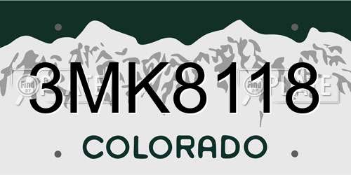 3MK8118 Colorado License Plate