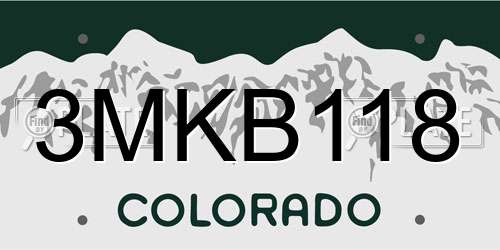 3MKB118 Colorado License Plate