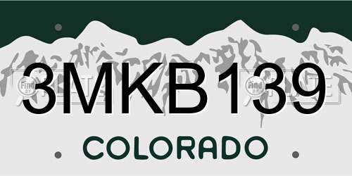 3MKB139 Colorado License Plate