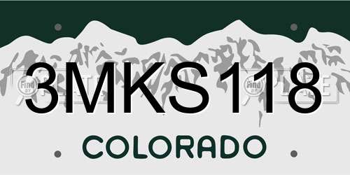 3MKS118 Colorado License Plate