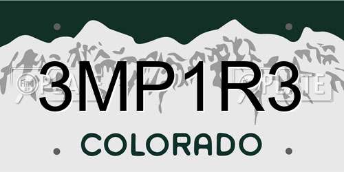 3MP1R3 Colorado License Plate