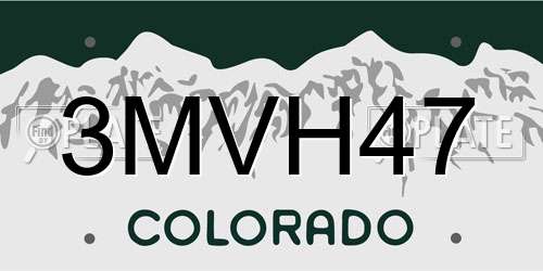 3MVH47 Colorado License Plate