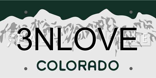 3NLOVE Colorado License Plate