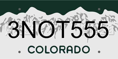 3NOT555 Colorado License Plate