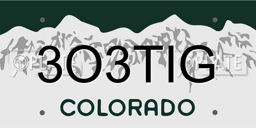 3O3TIG Colorado License Plate