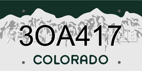 3OA417 Colorado License Plate