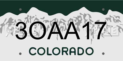 3OAA17 Colorado License Plate