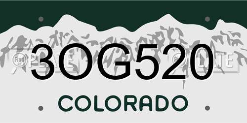 3OG520 Colorado License Plate