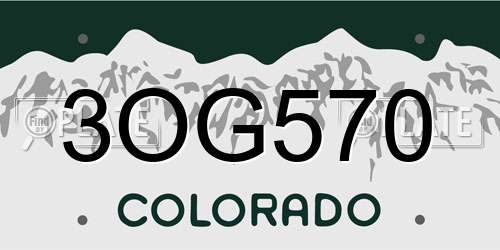 3OG570 Colorado License Plate