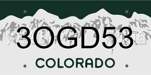 3OGD53 Colorado License Plate