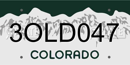 3OLD047 Colorado License Plate