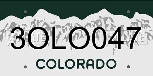 3OLO047 Colorado License Plate