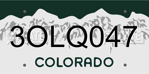 3OLQ047 Colorado License Plate