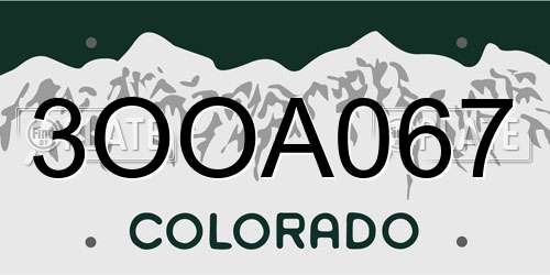 3OOA067 Colorado License Plate