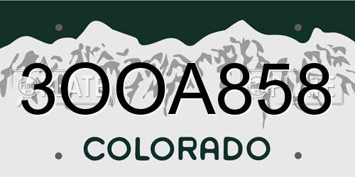 3OOA858 Colorado License Plate