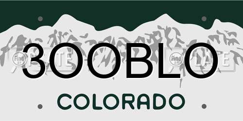 3OOBLO Colorado License Plate