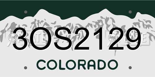 3OS2129 Colorado License Plate