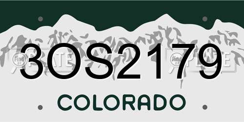 3OS2179 Colorado License Plate