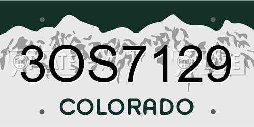3OS7129 Colorado License Plate
