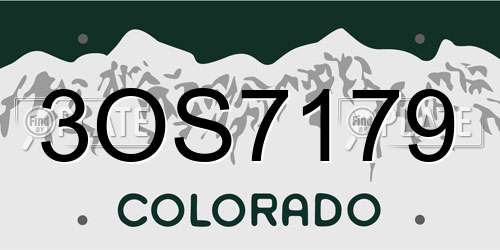 3OS7179 Colorado License Plate