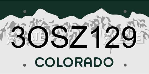 3OSZ129 Colorado License Plate