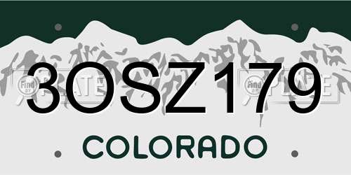 3OSZ179 Colorado License Plate