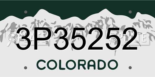 3P35252 Colorado License Plate