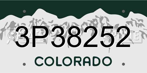 3P38252 Colorado License Plate