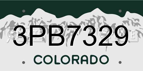 3PB7329 Colorado License Plate