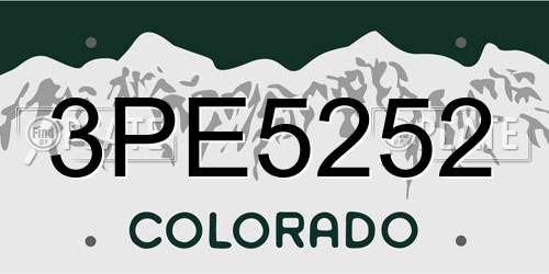 3PE5252 Colorado License Plate
