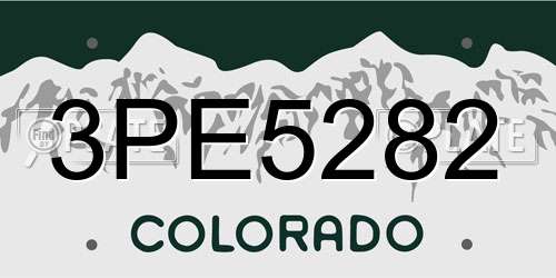3PE5282 Colorado License Plate