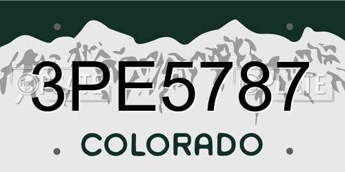 3PE5787 Colorado License Plate