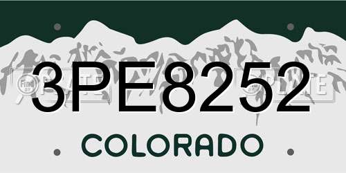 3PE8252 Colorado License Plate