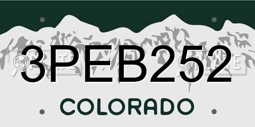 3PEB252 Colorado License Plate